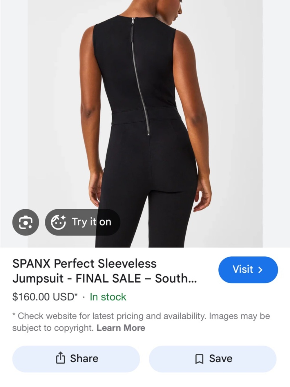 Spanx Perfect Black Jumpsuit Neck Red Zipper Size Women’s XL - Picture 2 of 7